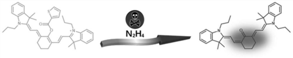 Near-infrared cyanine colorimetric fluorescent probe and preparation method and application thereof