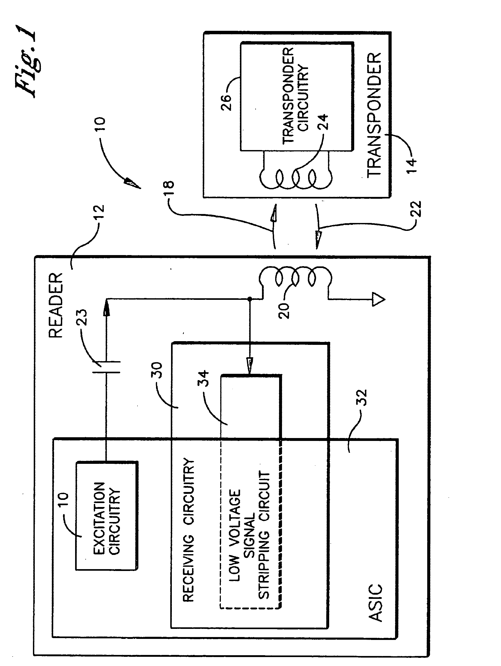 Low voltage signal stripping circuit for an RFID reader