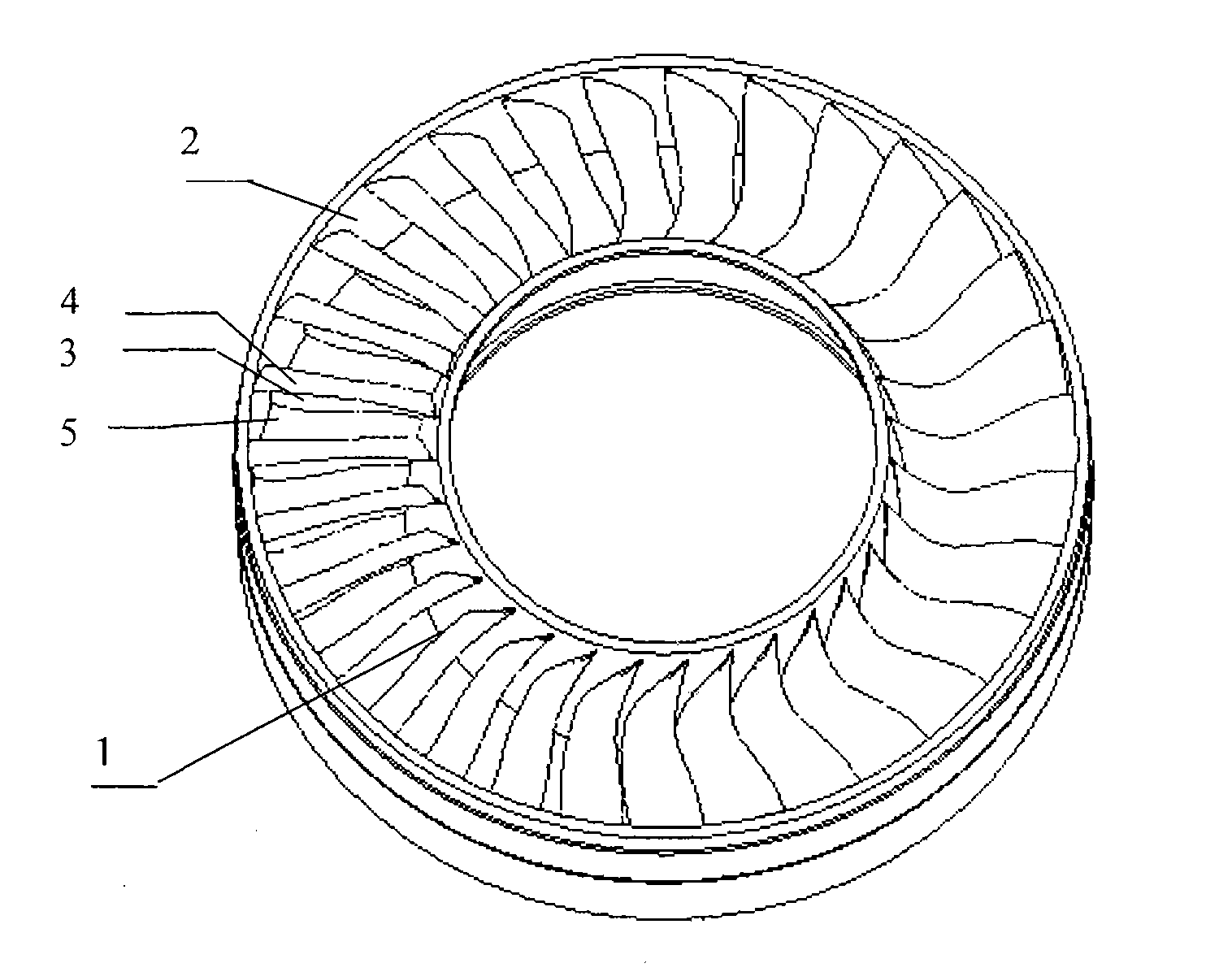 Five-coordinate plunge milling machining method of closed type bladed disc