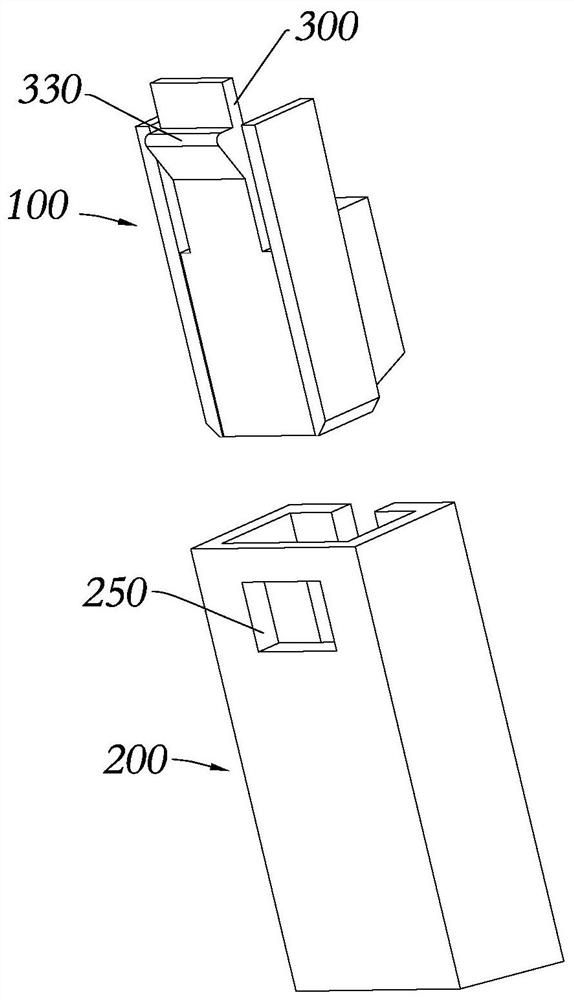 Plug-in type connecting device and household appliance