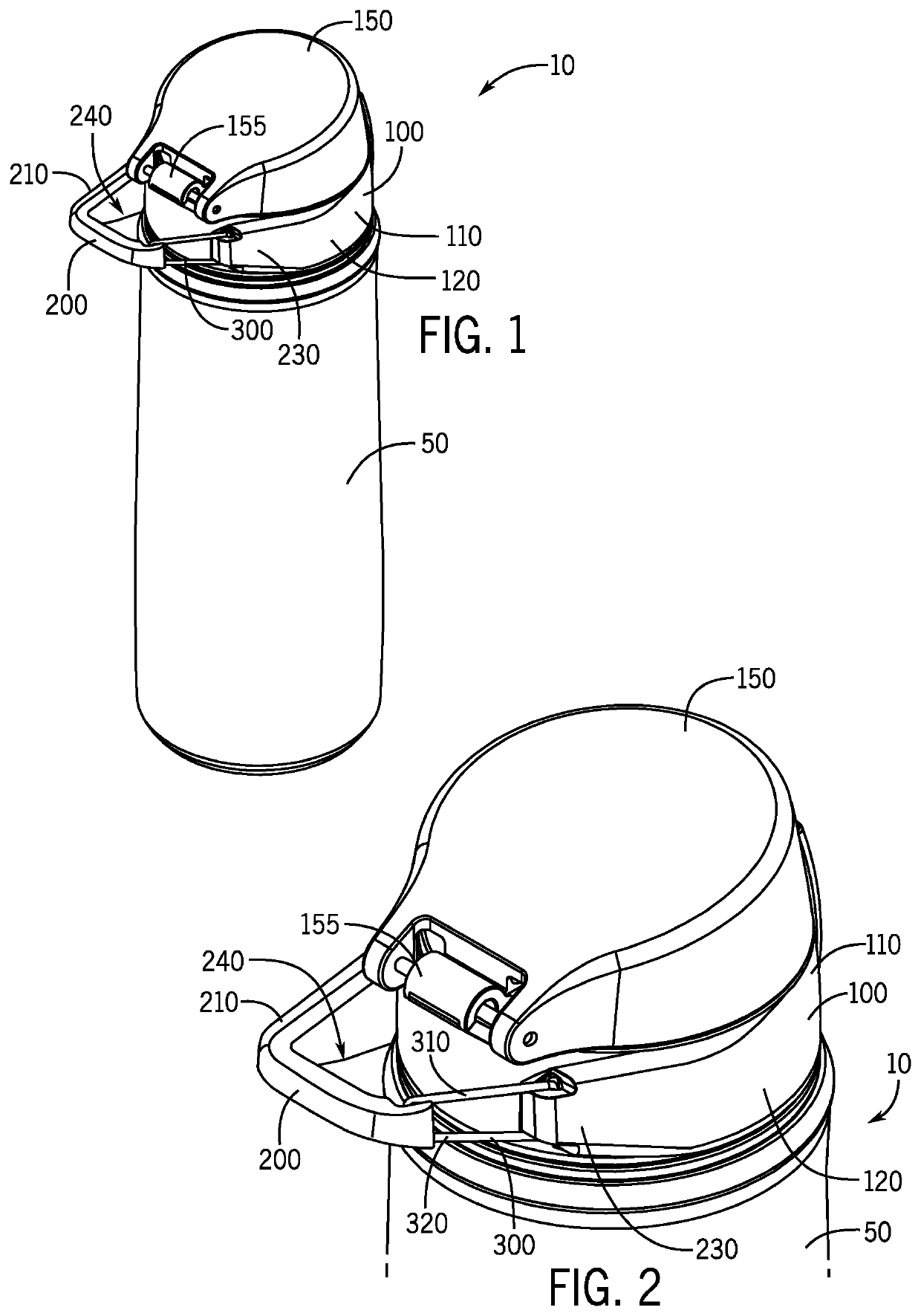 Handle with closure for beverage container