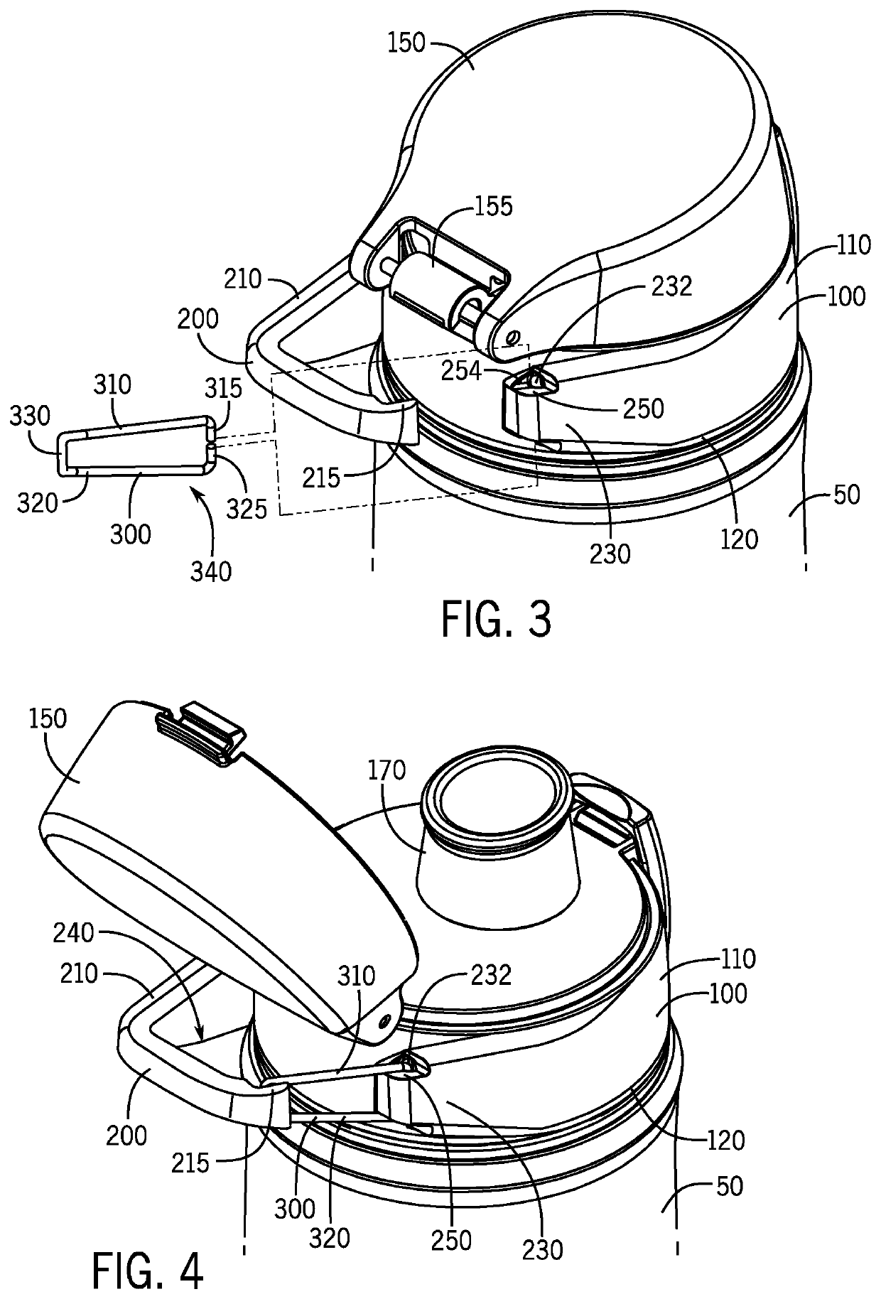 Handle with closure for beverage container