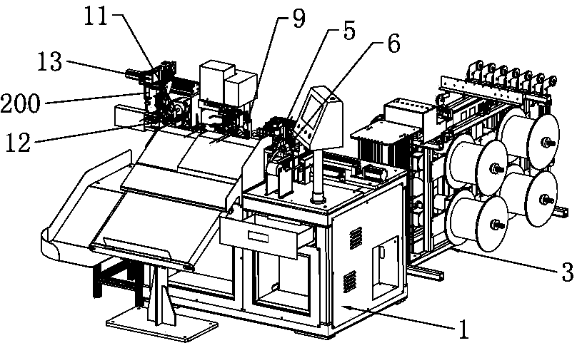 Full-automatic device capable of staining tin, riveting terminal and inserting plastic shell for connecting line