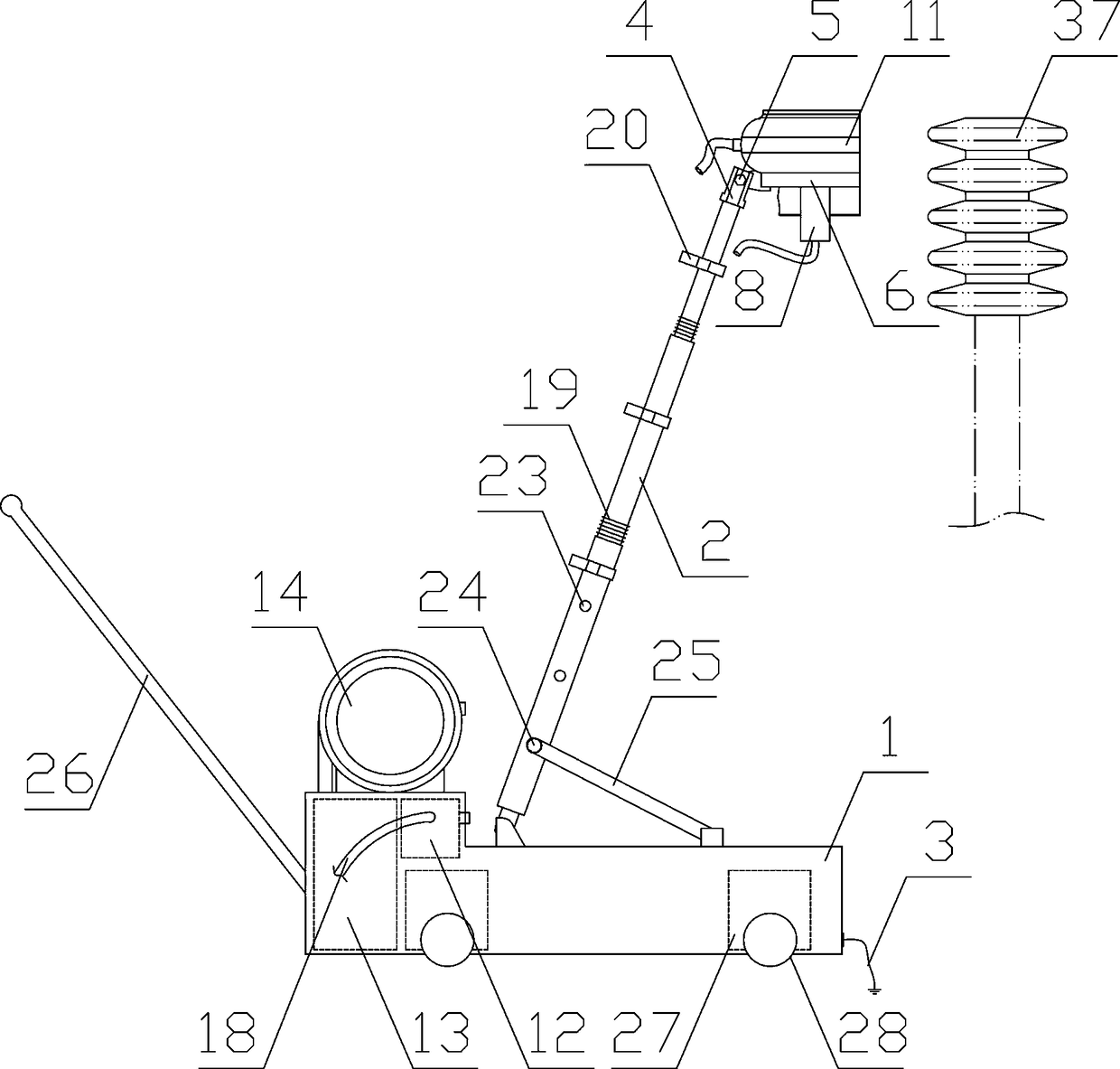 High-pressure support-column insulator sweeping device integrating sweeping and dust collecting