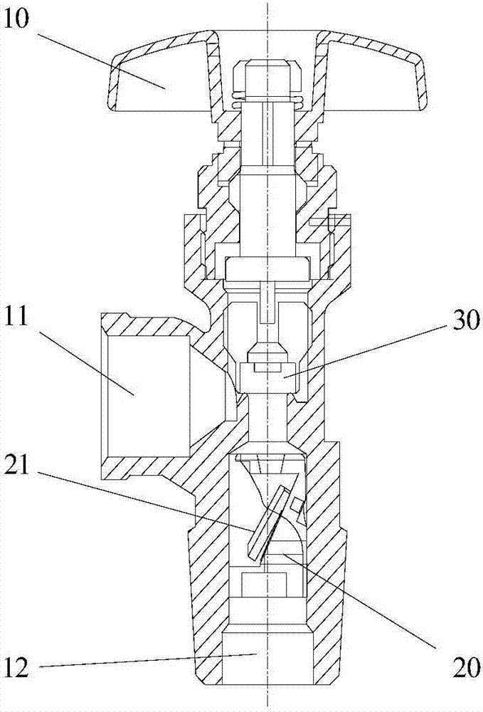 Angle valve and steel cylinder