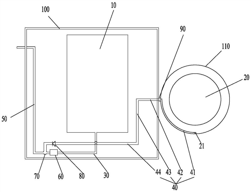 Drainage assembly of washing device and washing device