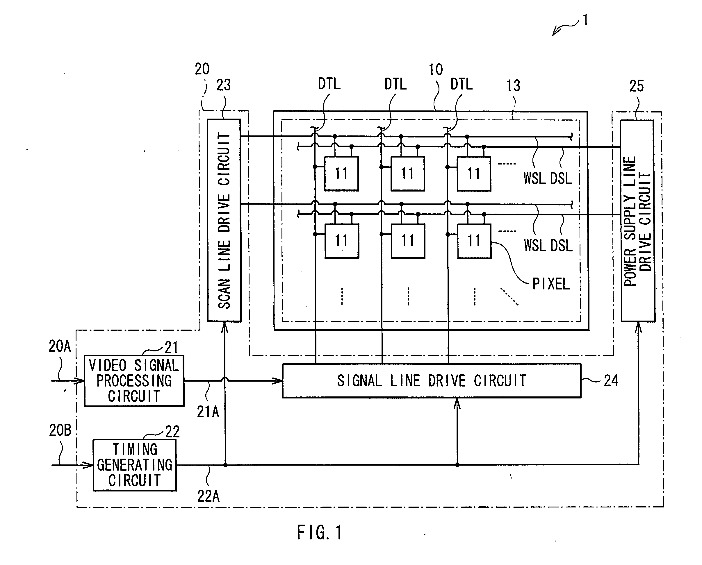 Display device, method of driving the same, and electronic unit