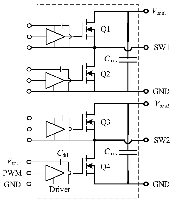 Double-sided heat dissipation full-bridge power module based on GaN device