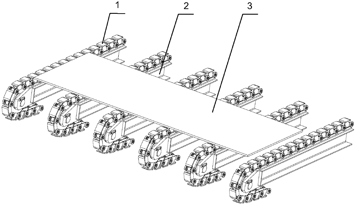 Automatic oiling device for conveying chains of transverse moving rack