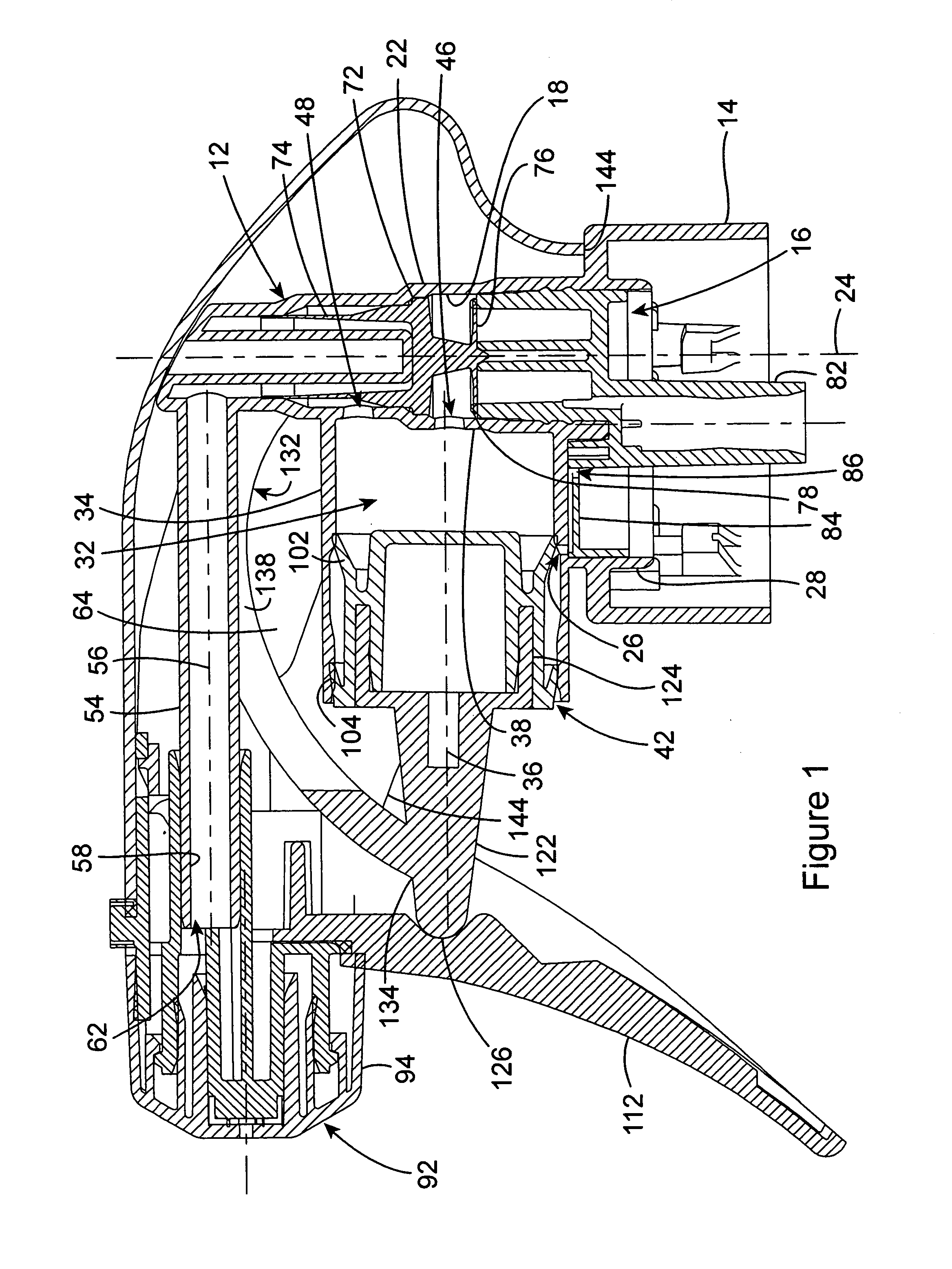 Trigger sprayer with integral piston rod and bowed spring