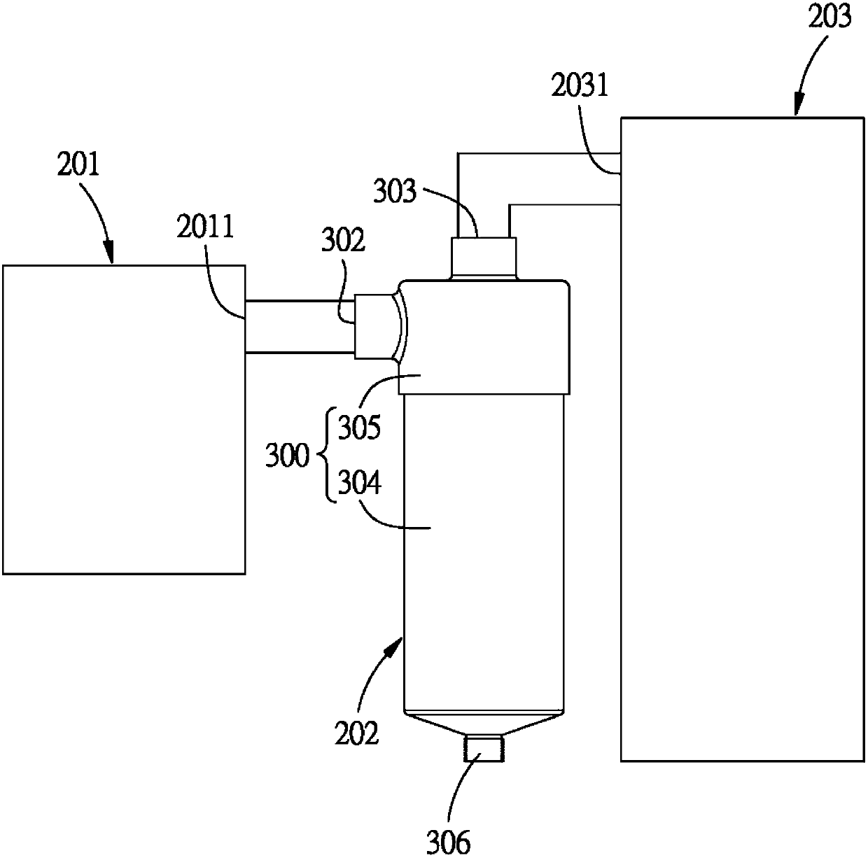 Ozone generation system with oil, dust and water removal function