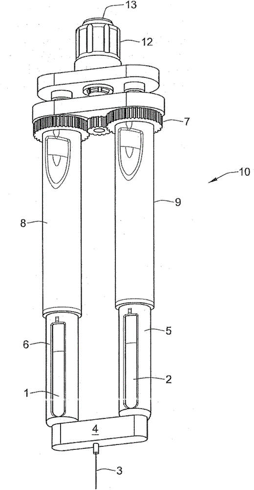 Delivery of two or more medicaments through a single dose selection and single dispense interface