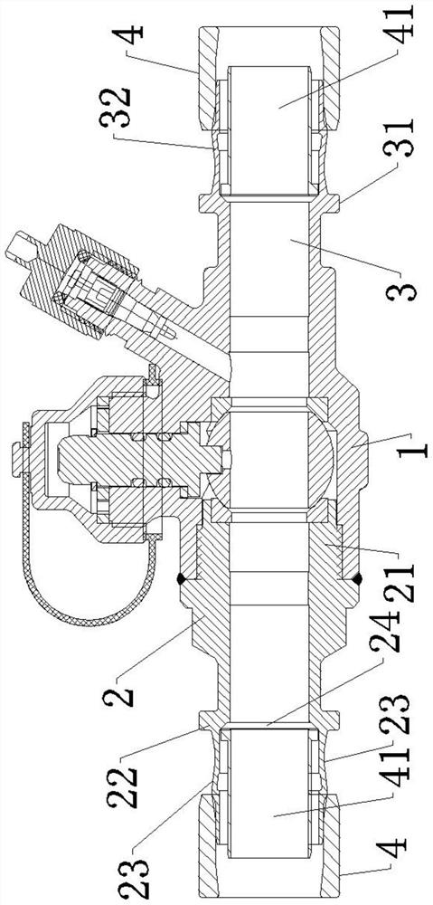 Sliding extrusion type ball valve having integral structure