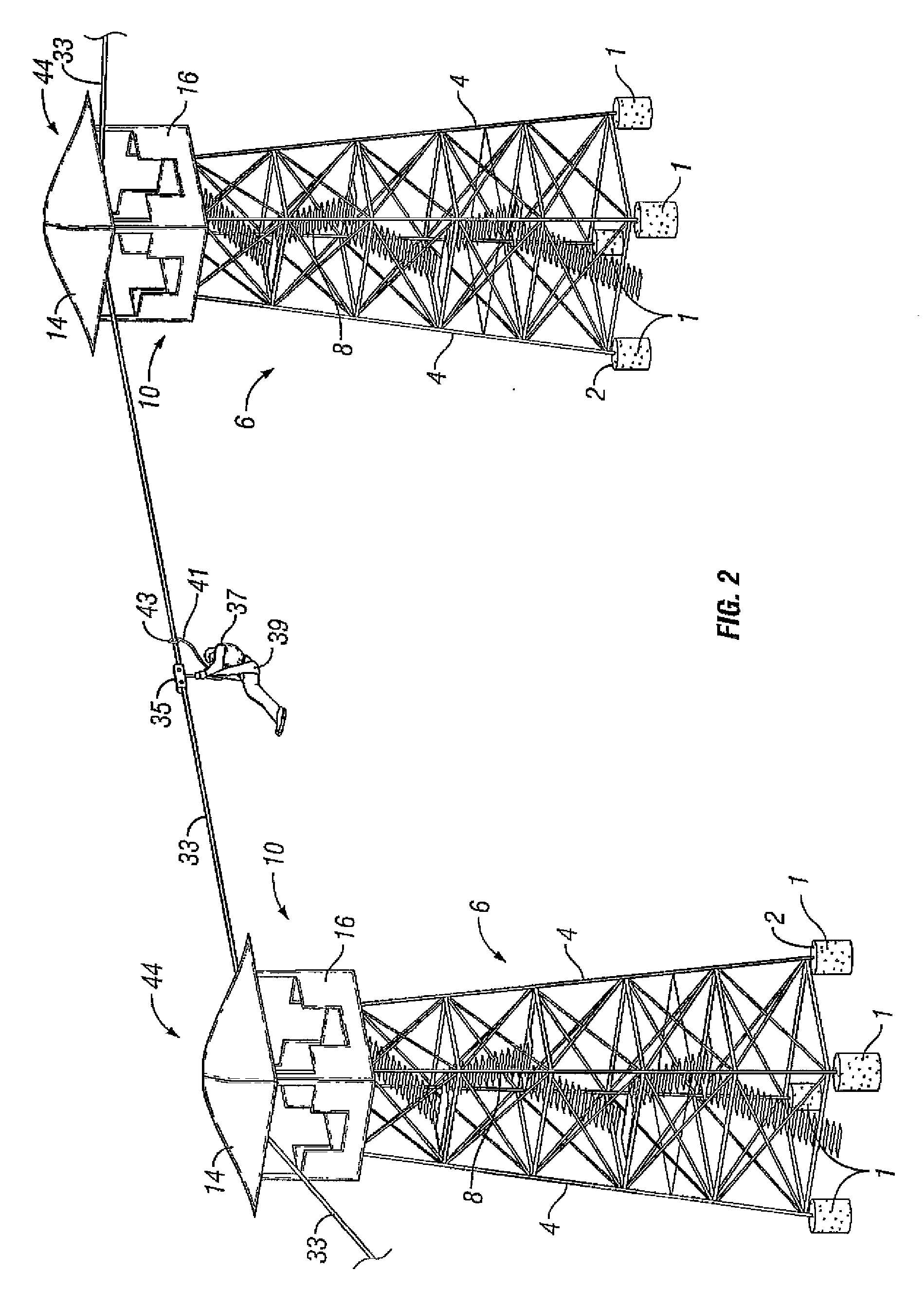 System for tower- and cable-based transportation structure