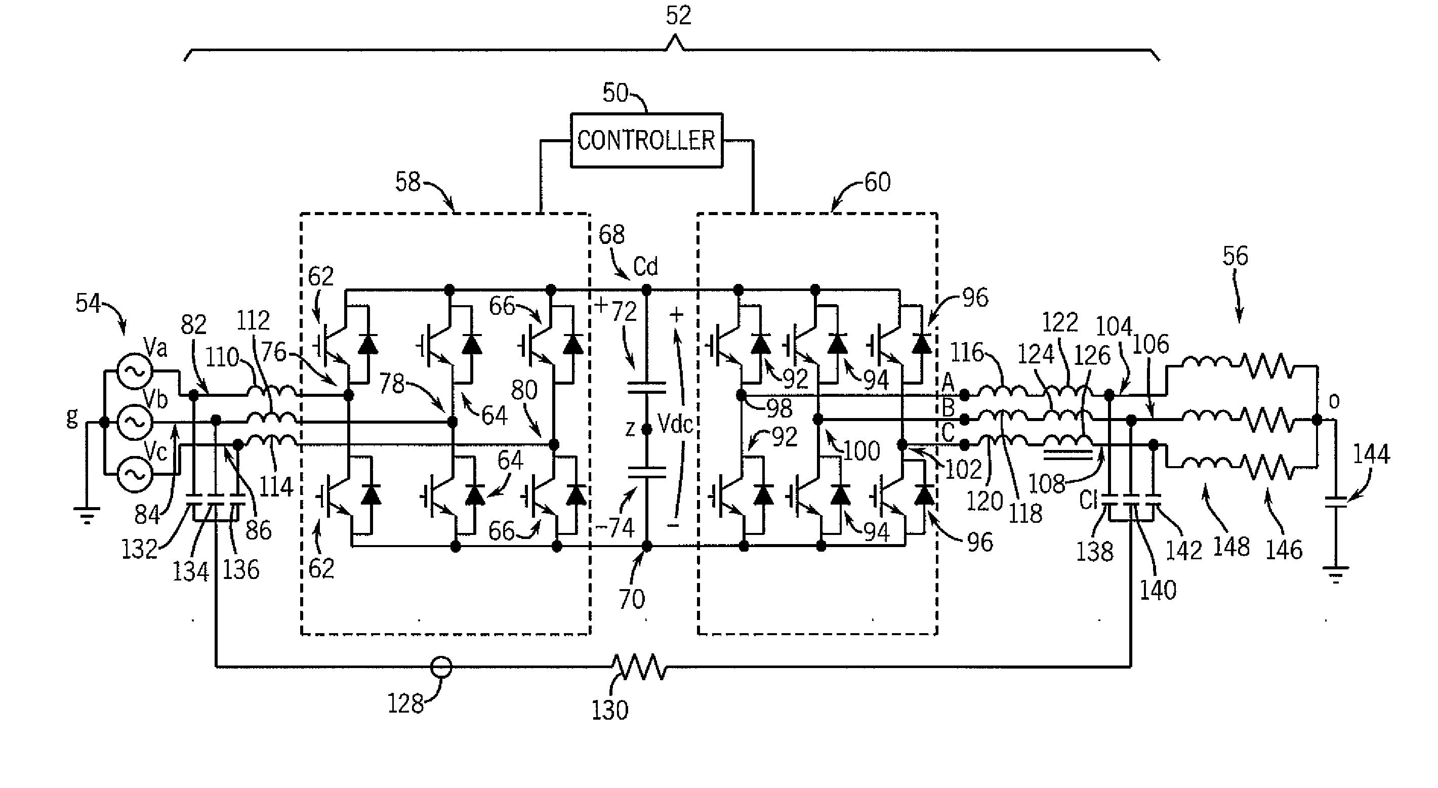 Power converter with reduced common mode voltage