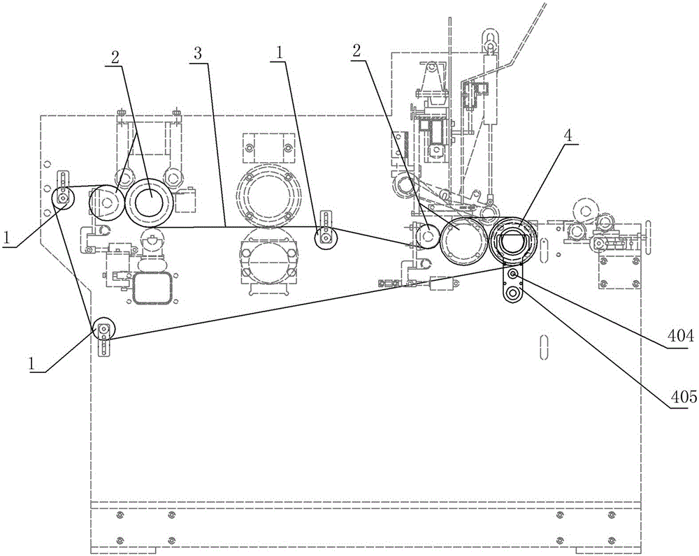 Automatic paper leading device used on operating side of paper winding machine