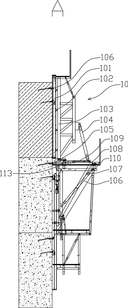 Hydraulic self-elevated truss-type cantilever heavy arch dam mould system