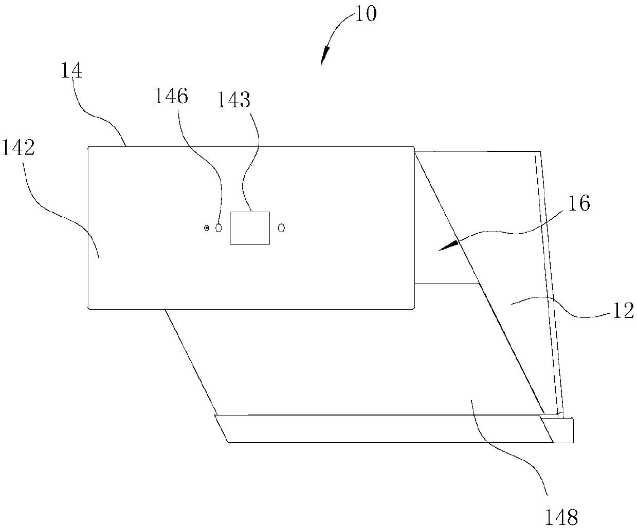 Extractor hood and control method for opening and closing panel assembly