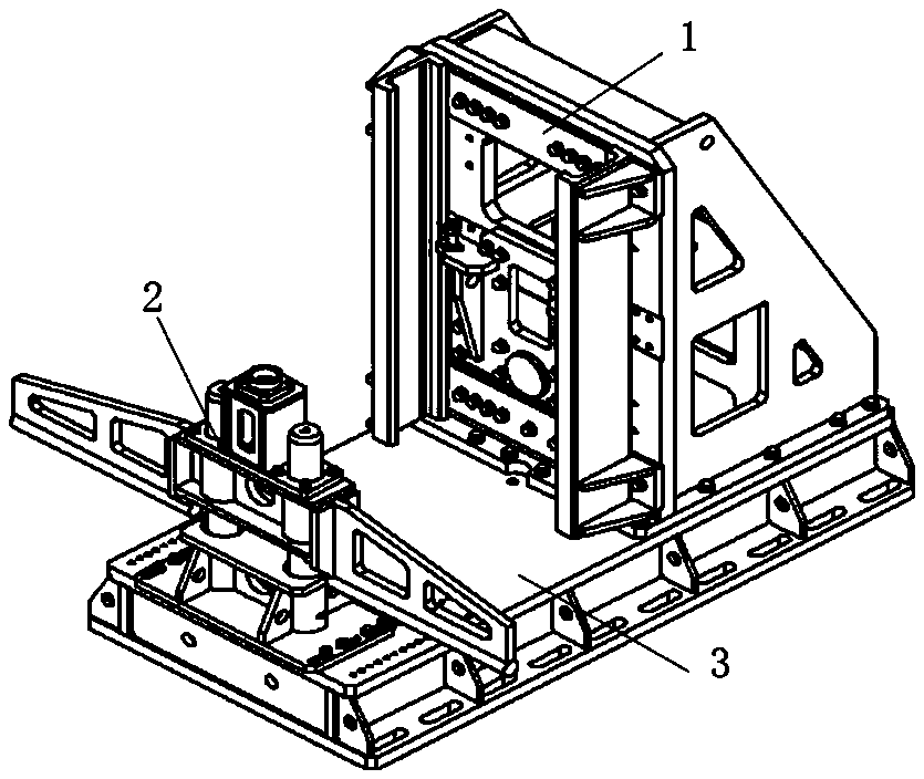 Flexible test device for strength of fork arm carrier