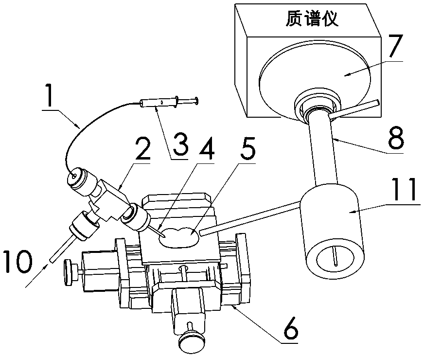 Photo ionization mass spectrum imaging device combing with desorption electrospray ionization