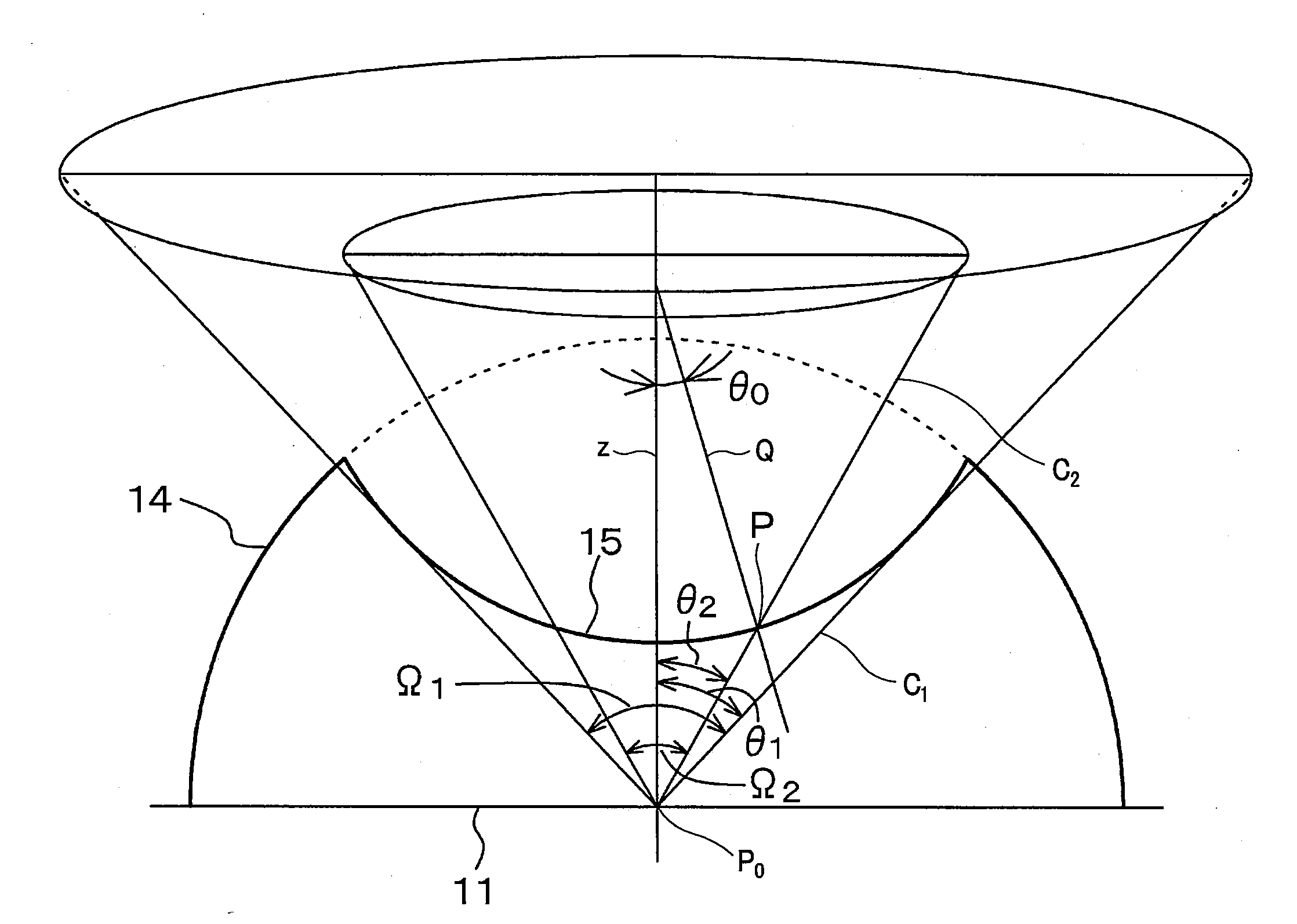 Light-emission lens, light-emitting element assembly, sheet-shaped light source device and color liquid crystal display assembly