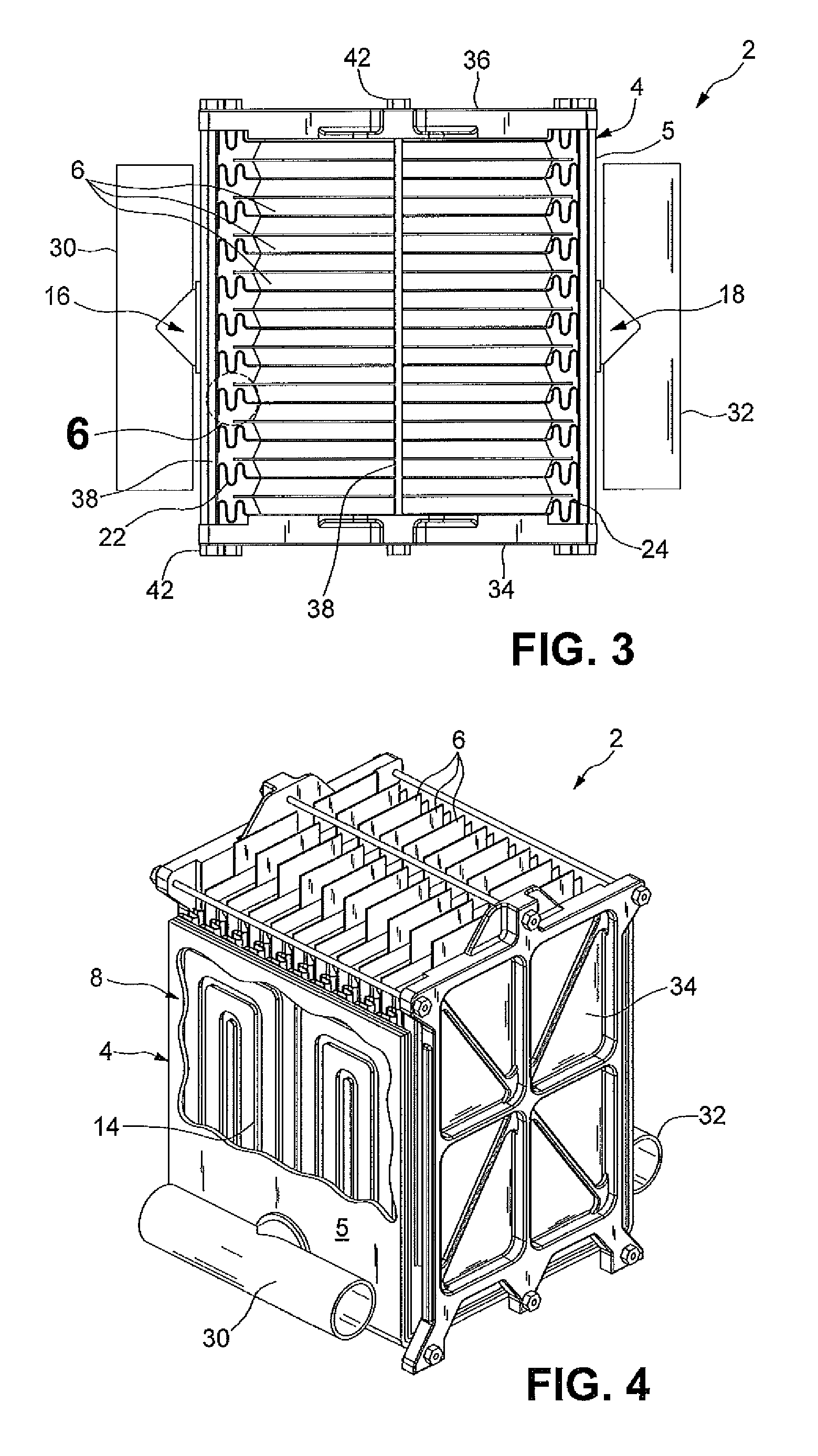 U-formed cooling plate with solid fins for lithium pouch cells