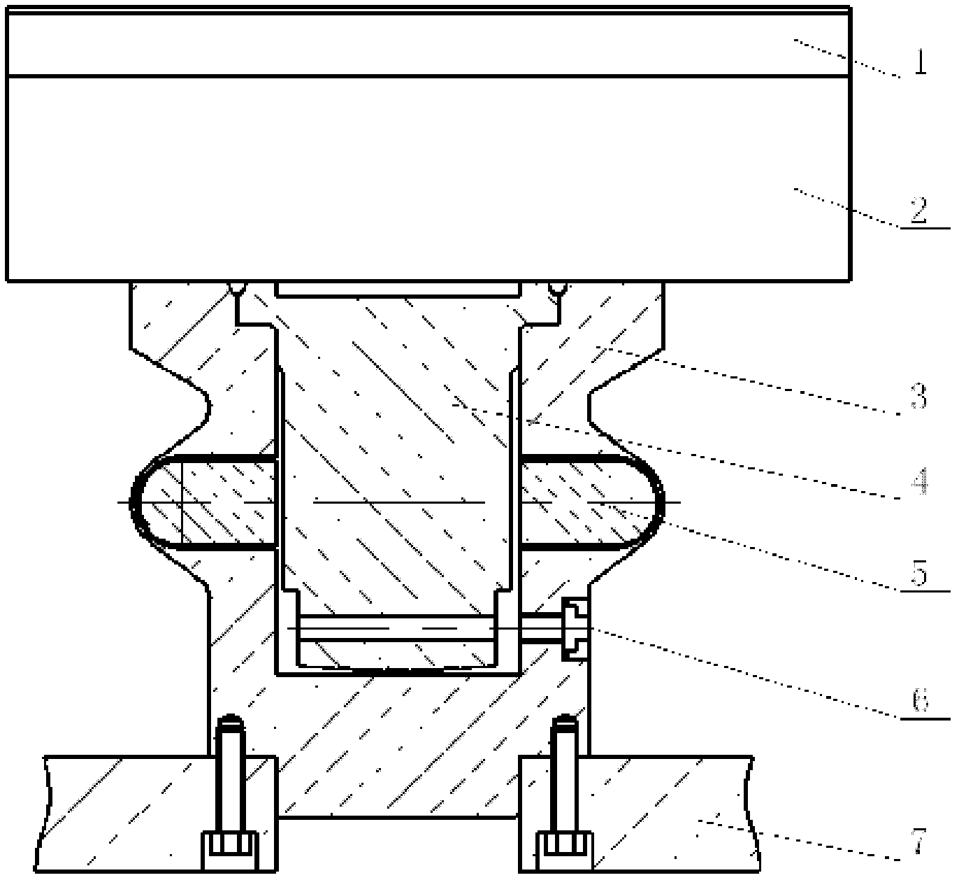 Bidirectional thrust bearing supported by drum-shaped elastic oil tanks