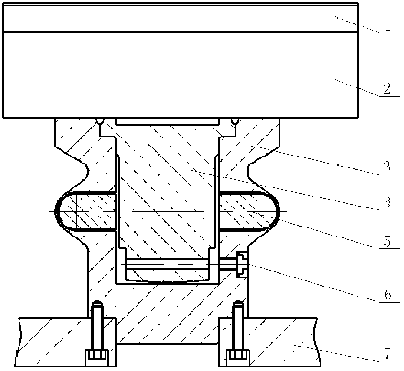 Bidirectional thrust bearing supported by drum-shaped elastic oil tanks