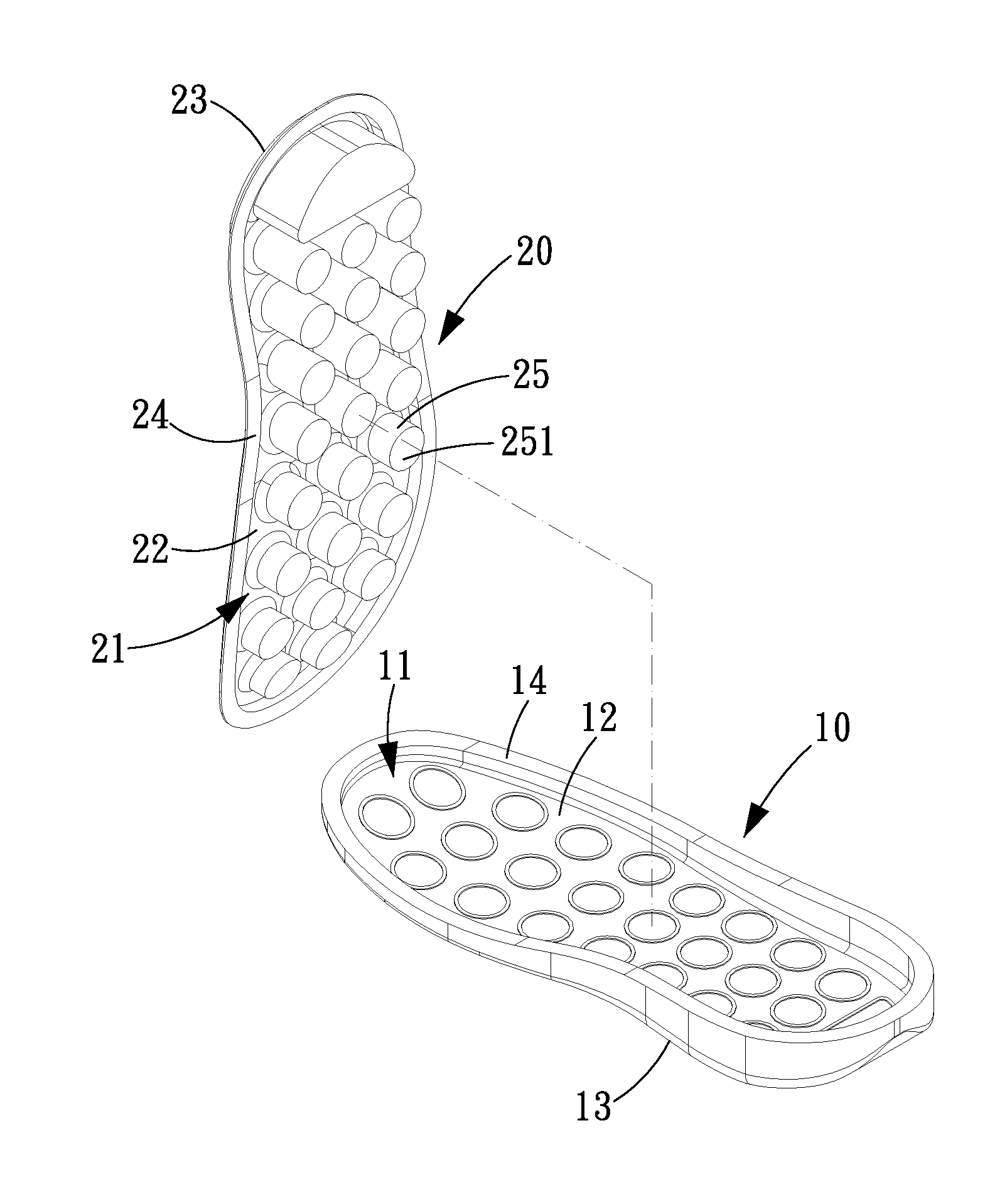 Rubber Shoe Sole with an Air Cell and Method for Making the Same