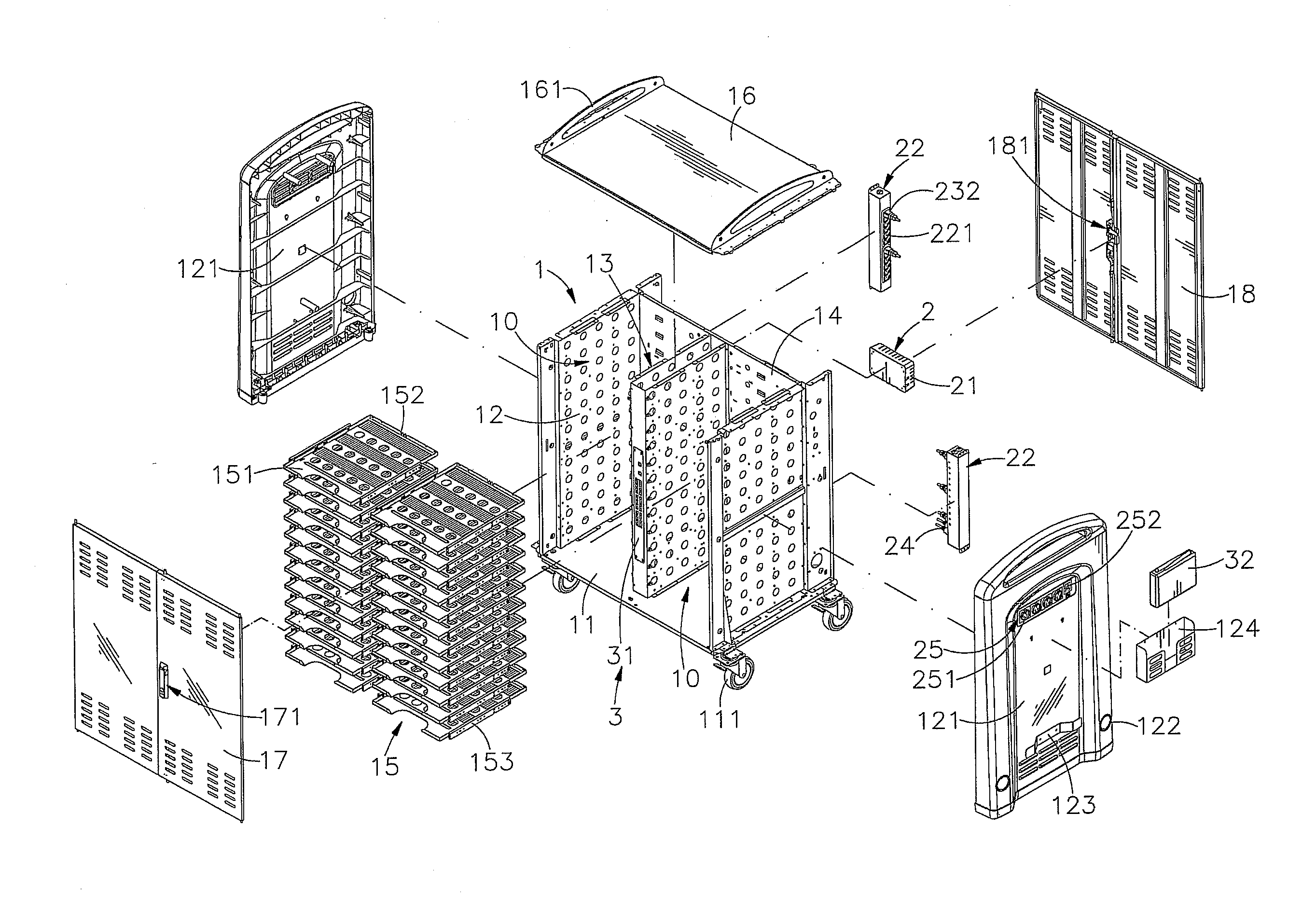 Notebook computer storage and charging cart