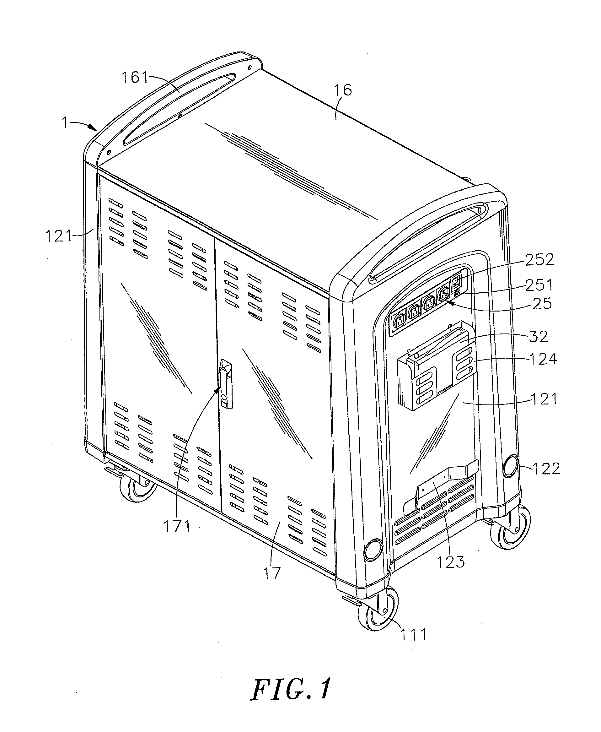 Notebook computer storage and charging cart