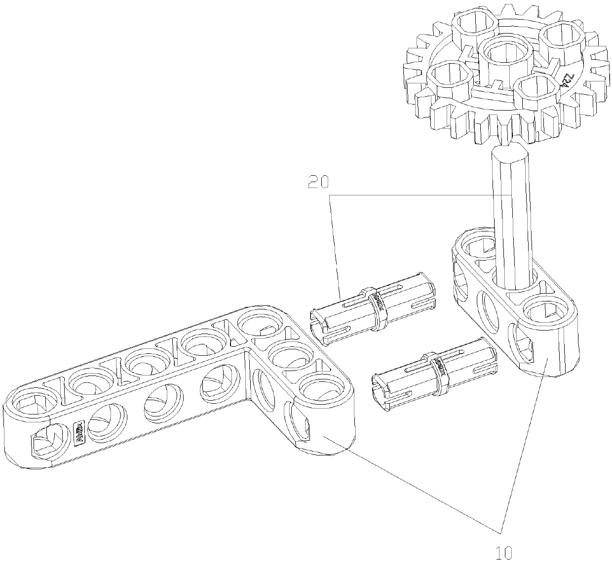 Building block robot straight-line connecting device