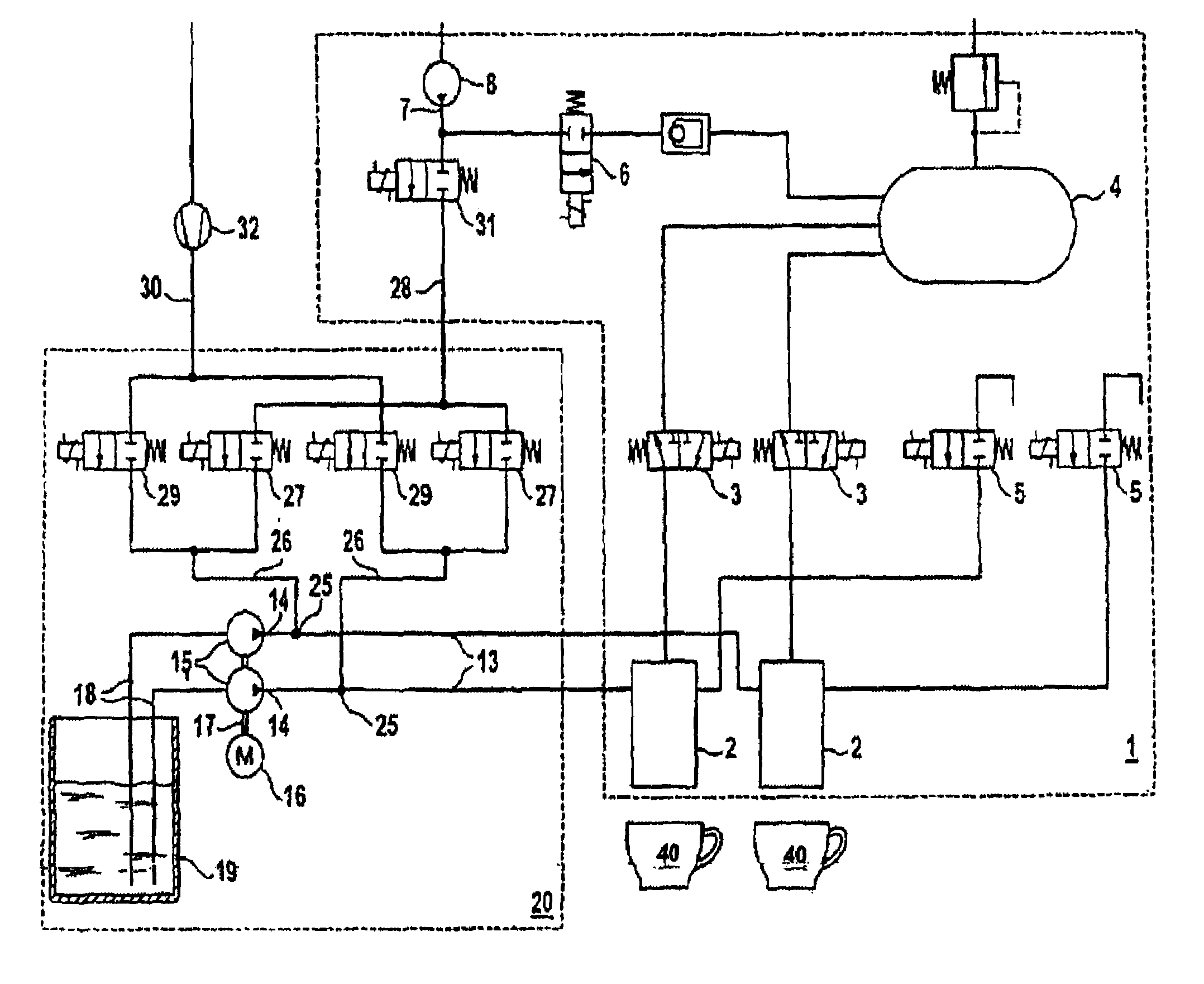 Device for portioned delivery of milk, particularly for cappuccino machines