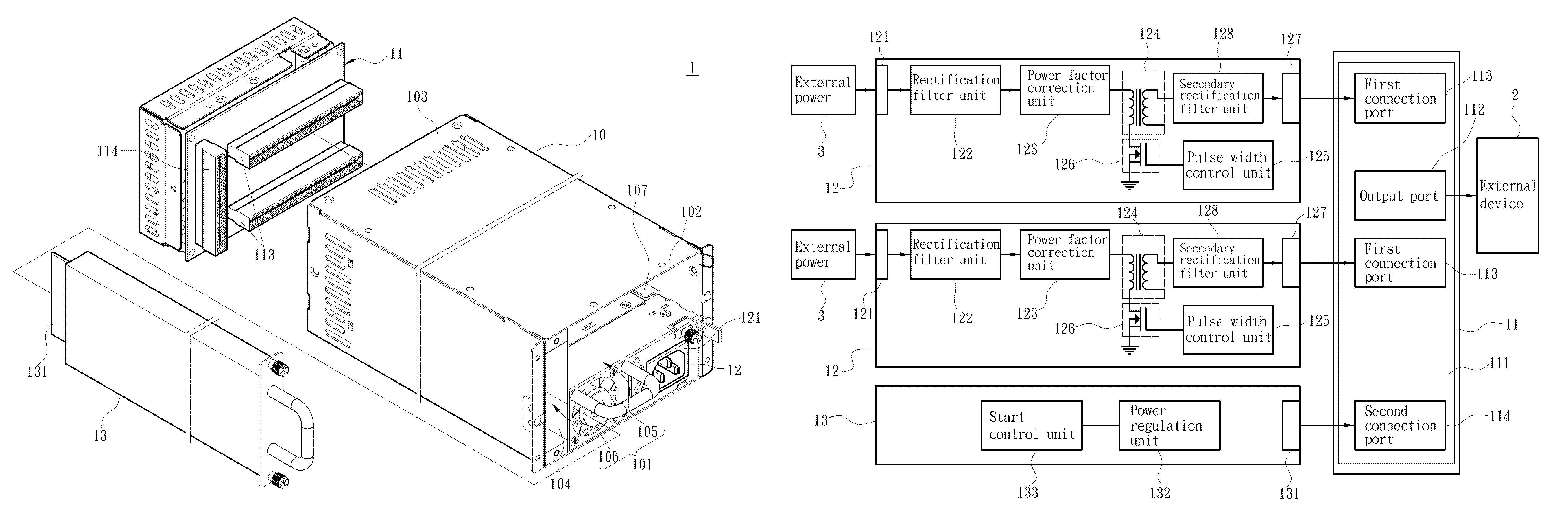 Modular redundant power supply