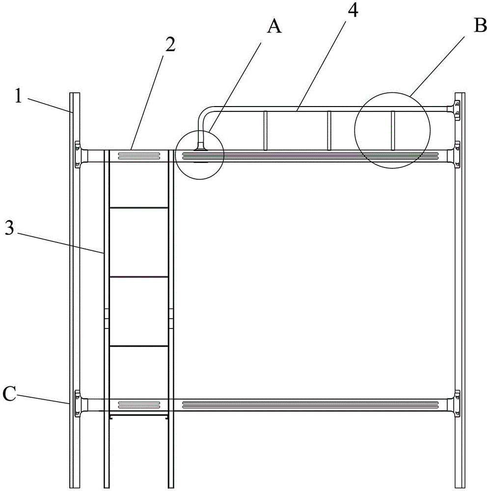 Double-decker bed based on plug-in type guardrail