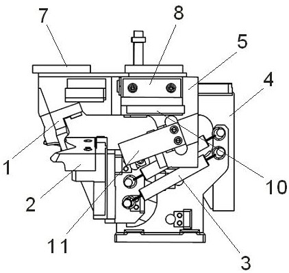 Main bending side pressing buckling mechanism for front cover buckling mold