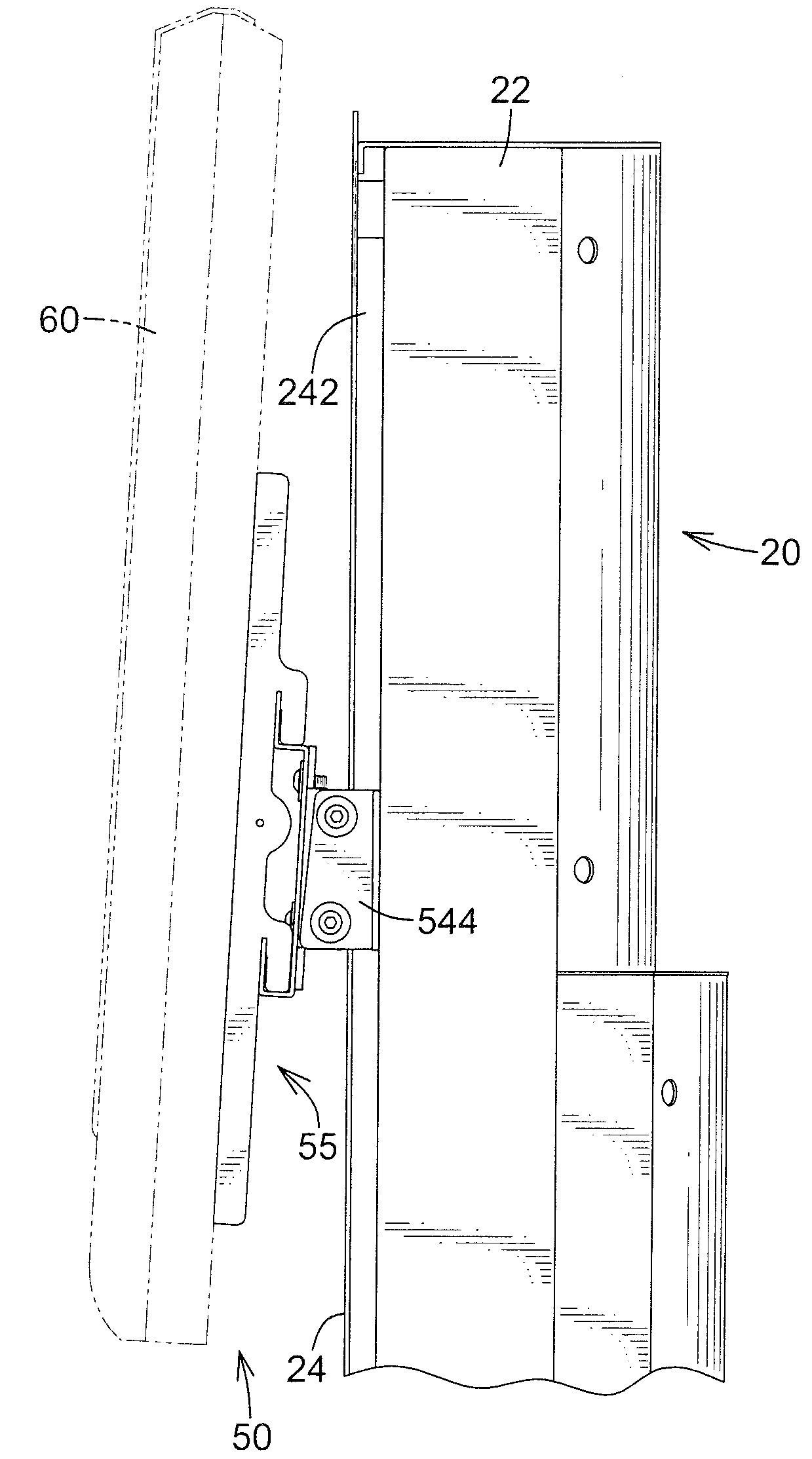 Electrically controlled vertically adjustable flat panel display bracket