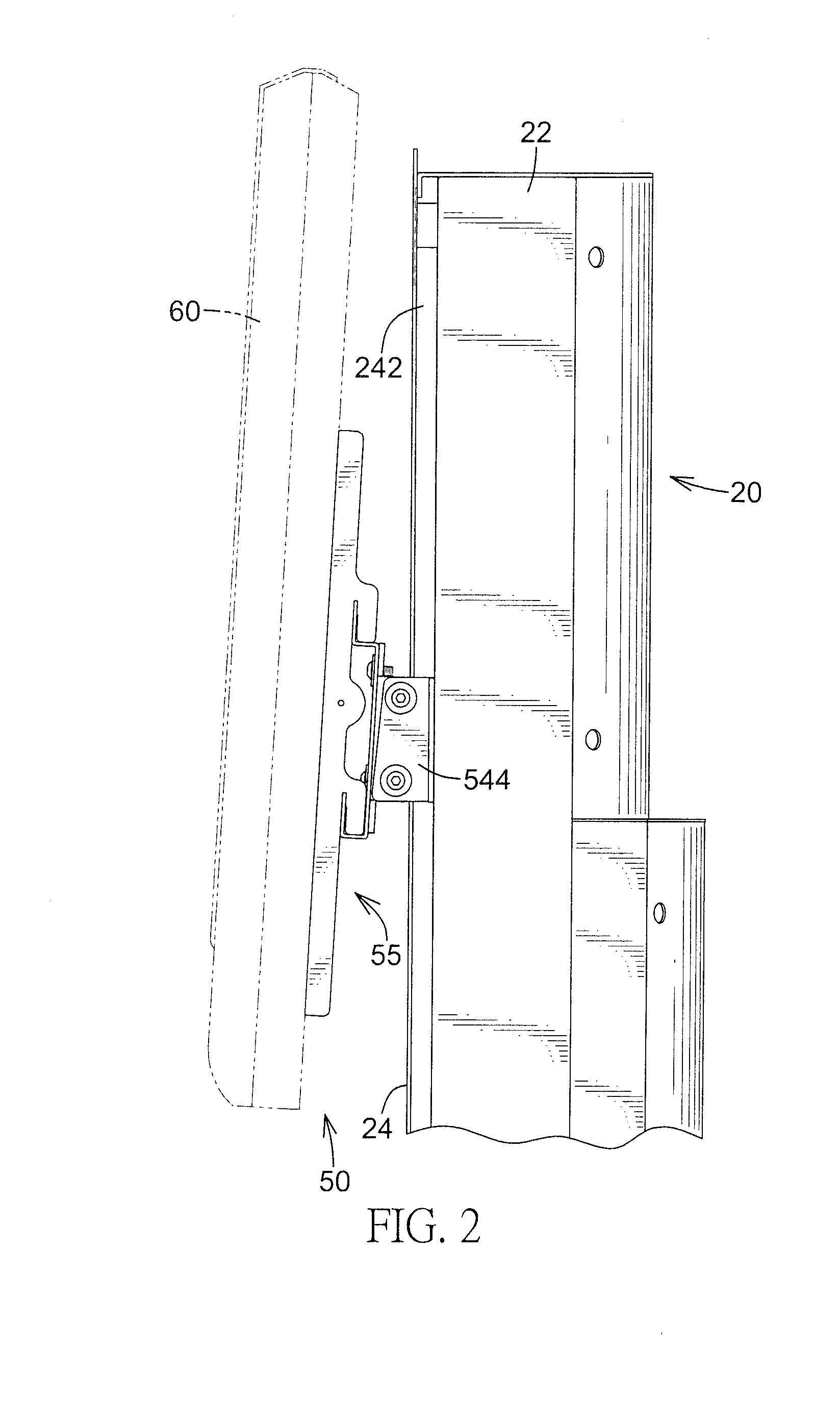 Electrically controlled vertically adjustable flat panel display bracket