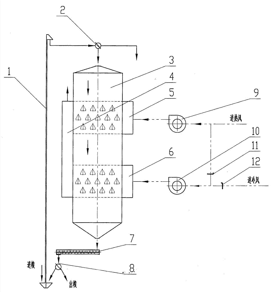 Small grain drying machine capable of being used in both continuous mode and cycling mode