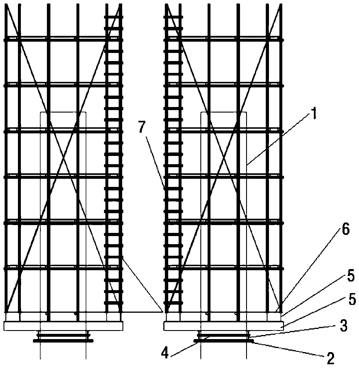 Construction operation platform hoisting frame of bridge high pier and construction method of construction operation platform hoisting frame