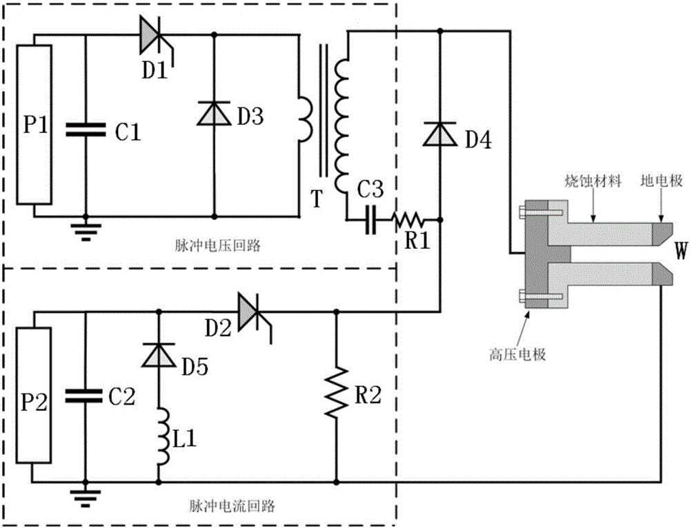 High-effect large-current combination wave generating circuit