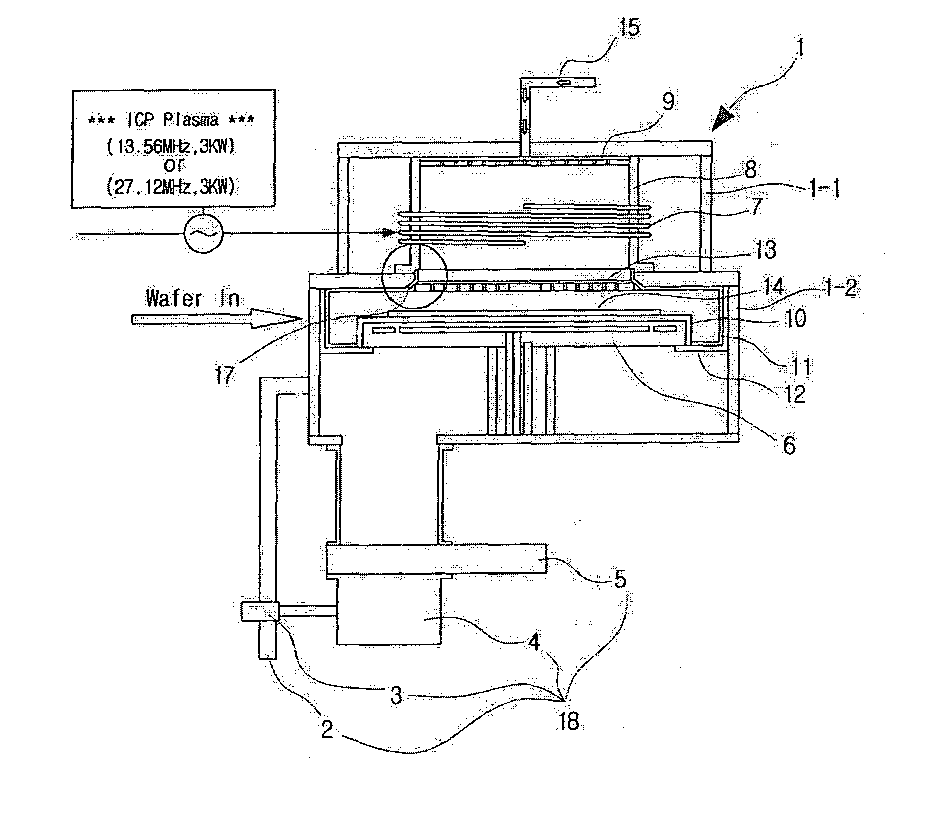 Apparatus for surface-treating wafer using high-frequency inductively-coupled plasma