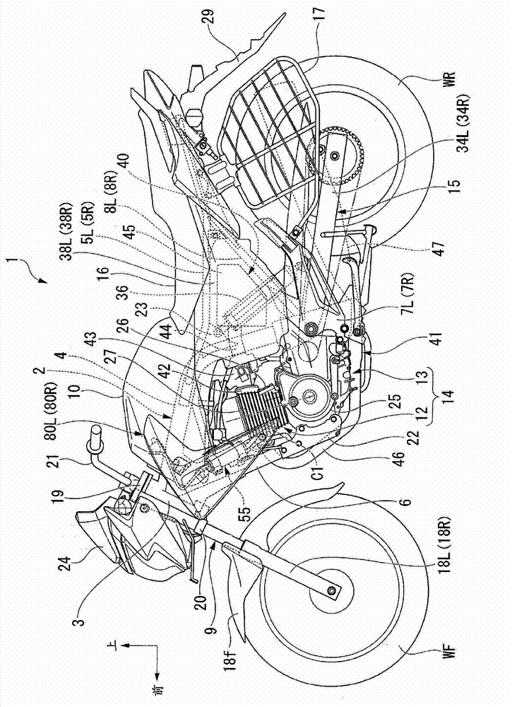 Carbon canister configuration structure of riding type vehicle