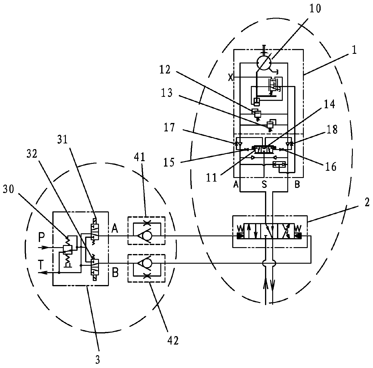 Automatic variable-displacement walking motor assembly, hydraulic driving walking control system and application thereof