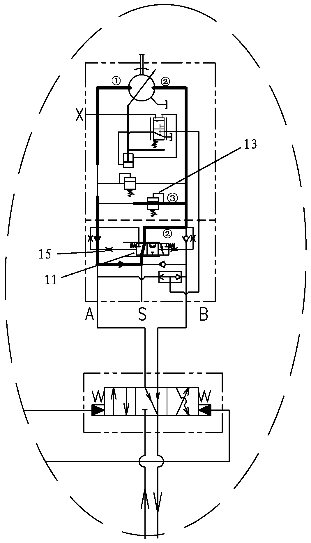 Automatic variable-displacement walking motor assembly, hydraulic driving walking control system and application thereof