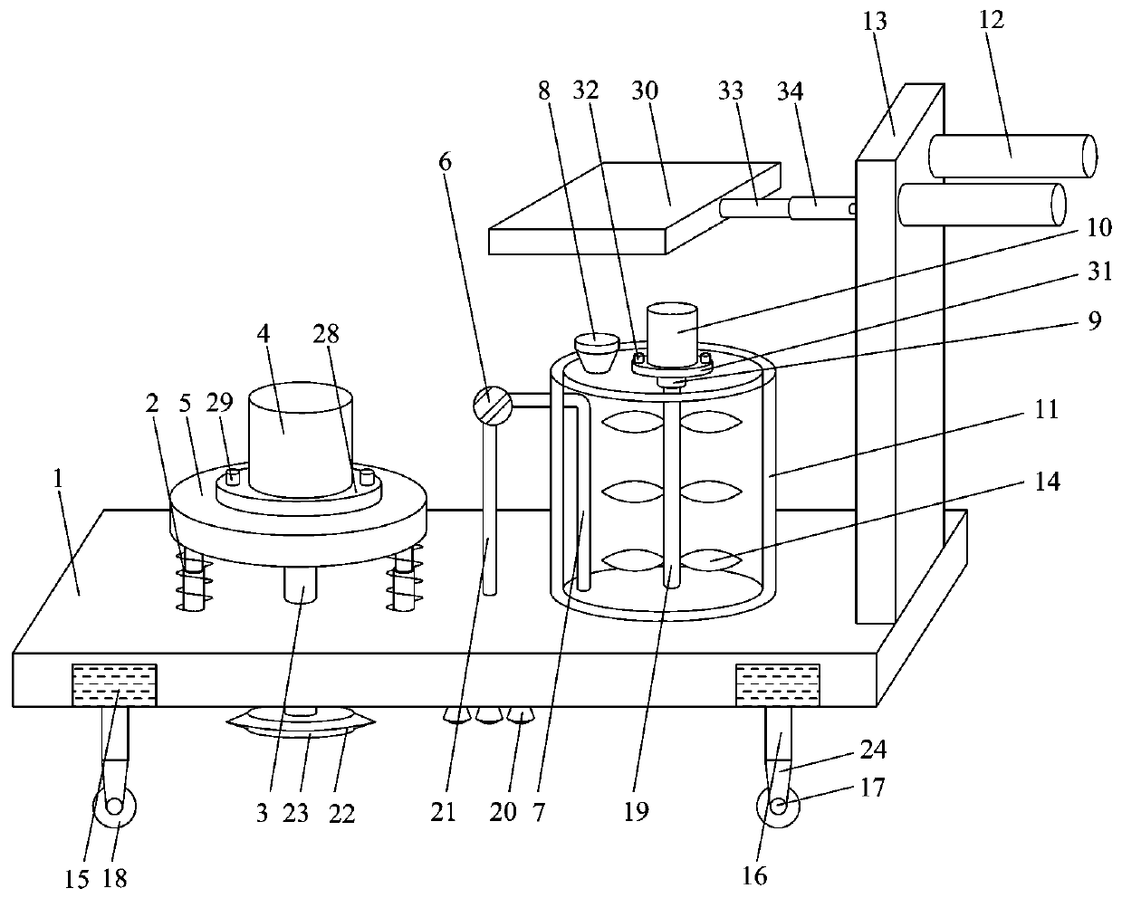 Weed-removing device with high efficiency and excellent vibration-reducing effect for landscaping