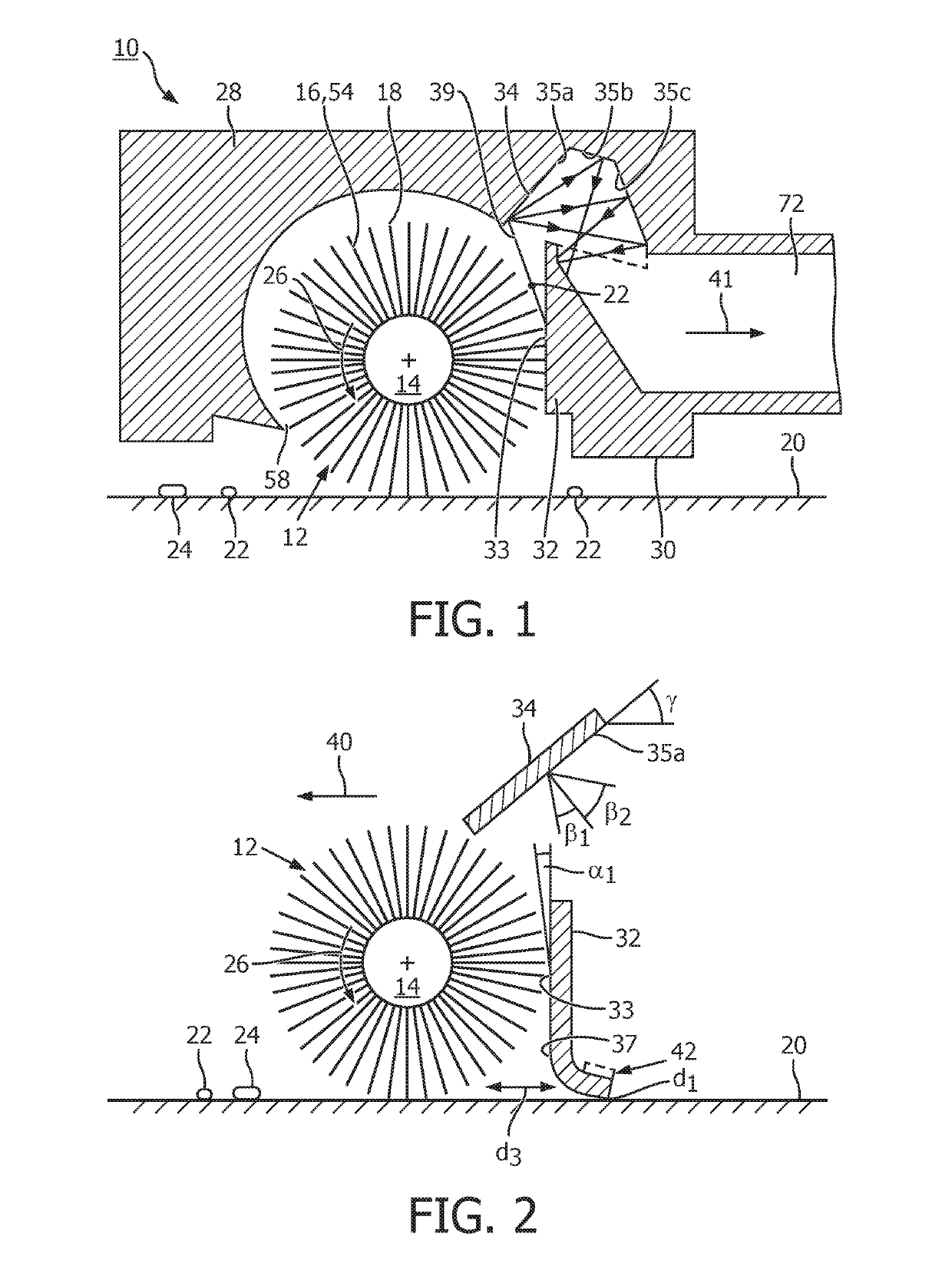 Cleaning device having a nozzle for cleaning a surface