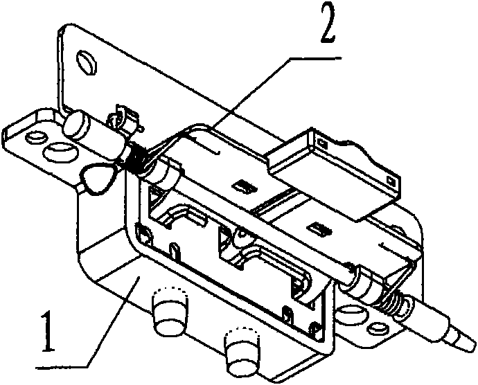 Built-in double pin locking device of sliding rail of automobile seat