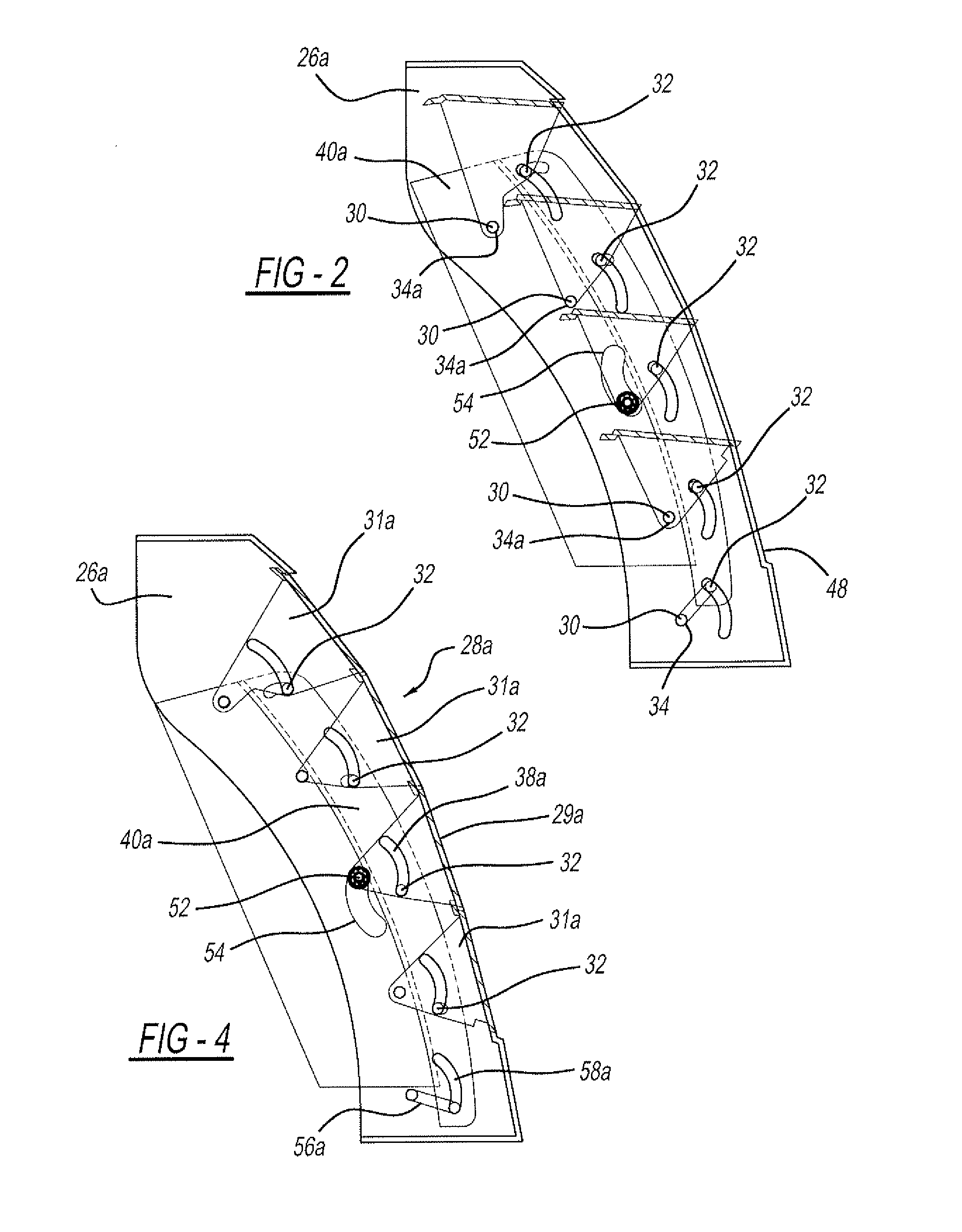 Active grille shutter for curved surface