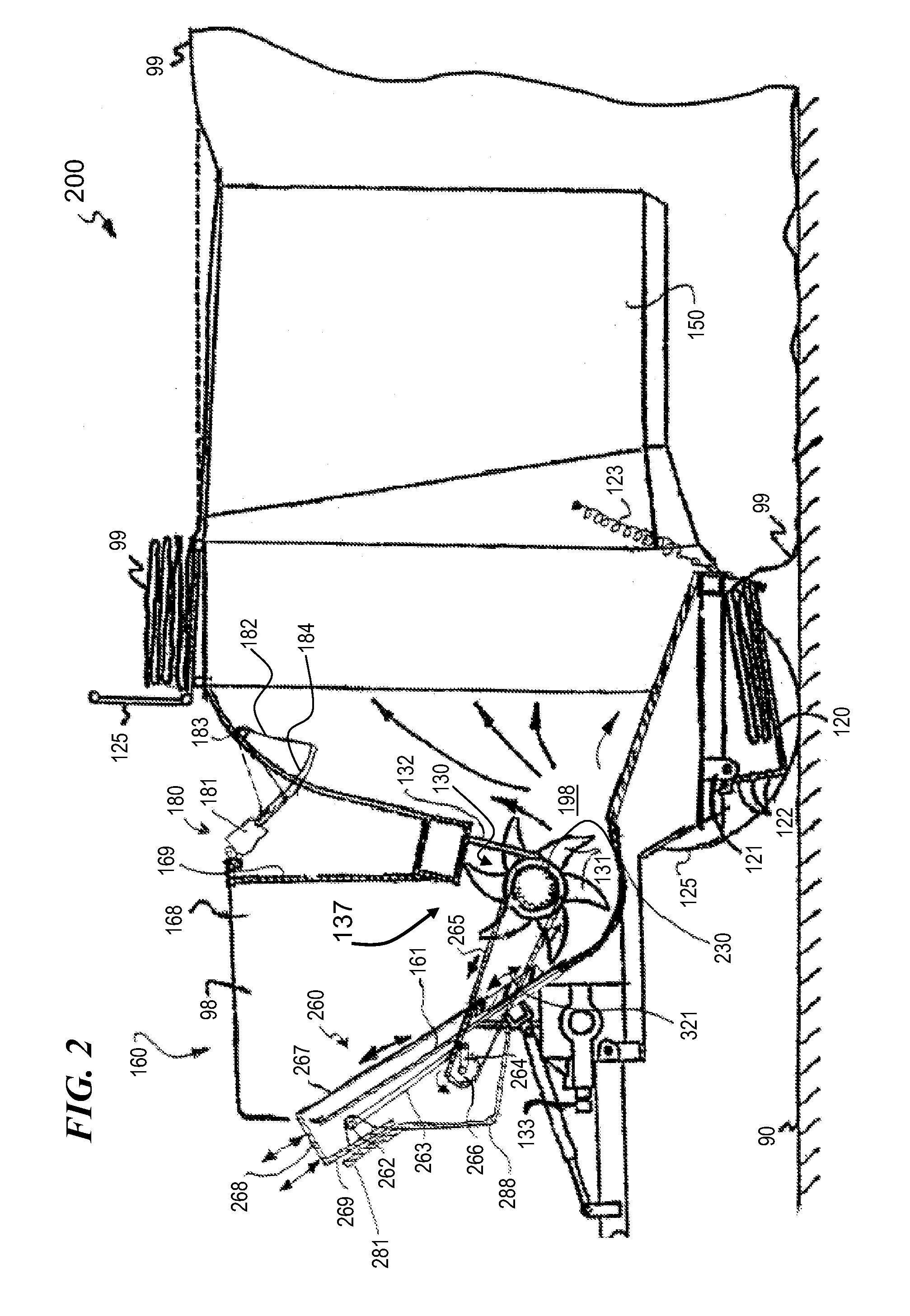 Agricultural bagger with shielded hopper agitation and method